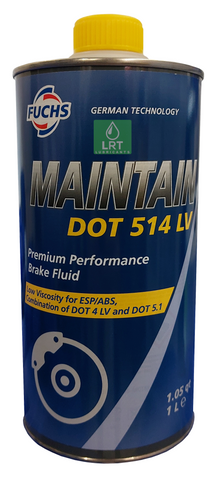 Fuchs Maintain DOT 514 LV Brake Fluid (Dot 4LV/5.1) - 1 Litre | LRT Lubricants Shop