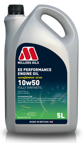 Millers EE Performance 10W50 Engine Oil - 5 Litres | LRT Lubricants Shop
