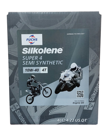 Silkolene Super 4 10W-40 Semi Synth 4T Engine Oil - 4L (Lube Cube) | LRT Lubricants Shop